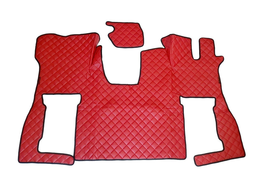 Tapis de sol rouge en cuir synthétique (éco-cuir) – adapté pour Scania S, conduite à droite, 2016+