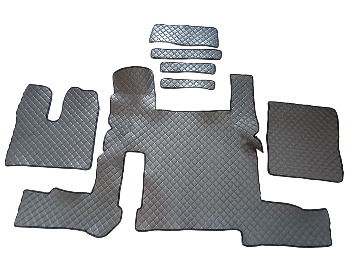 Jeu de tapis de sol en cuir synthétique (éco-cuir) – adapté pour MAN TGX Automat Two Drawers 2018-, gris foncé