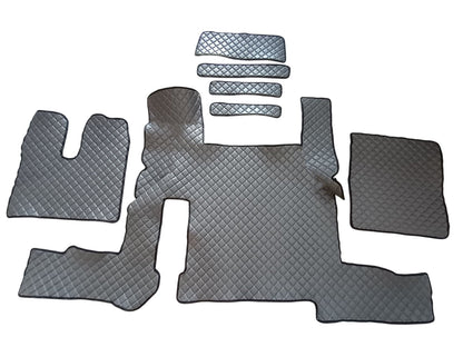 Jeu de tapis de sol en cuir synthétique (éco-cuir) – adapté pour MAN TGX Automat Two Drawers 2018-, gris foncé