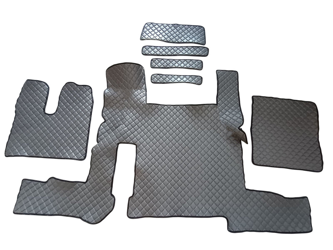 Jeu de tapis de sol en cuir synthétique (éco-cuir) – adapté pour MAN TGX Automat Two Drawers 2018-, gris foncé