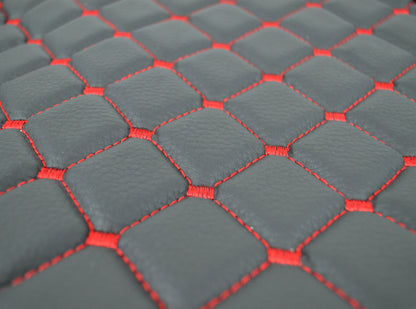 Tapis de sol en cuir synthétique (éco-cuir) noir – Conduite à droite, adaptés pour Volvo FH 2021+, modèle long, surpiqûres rouges