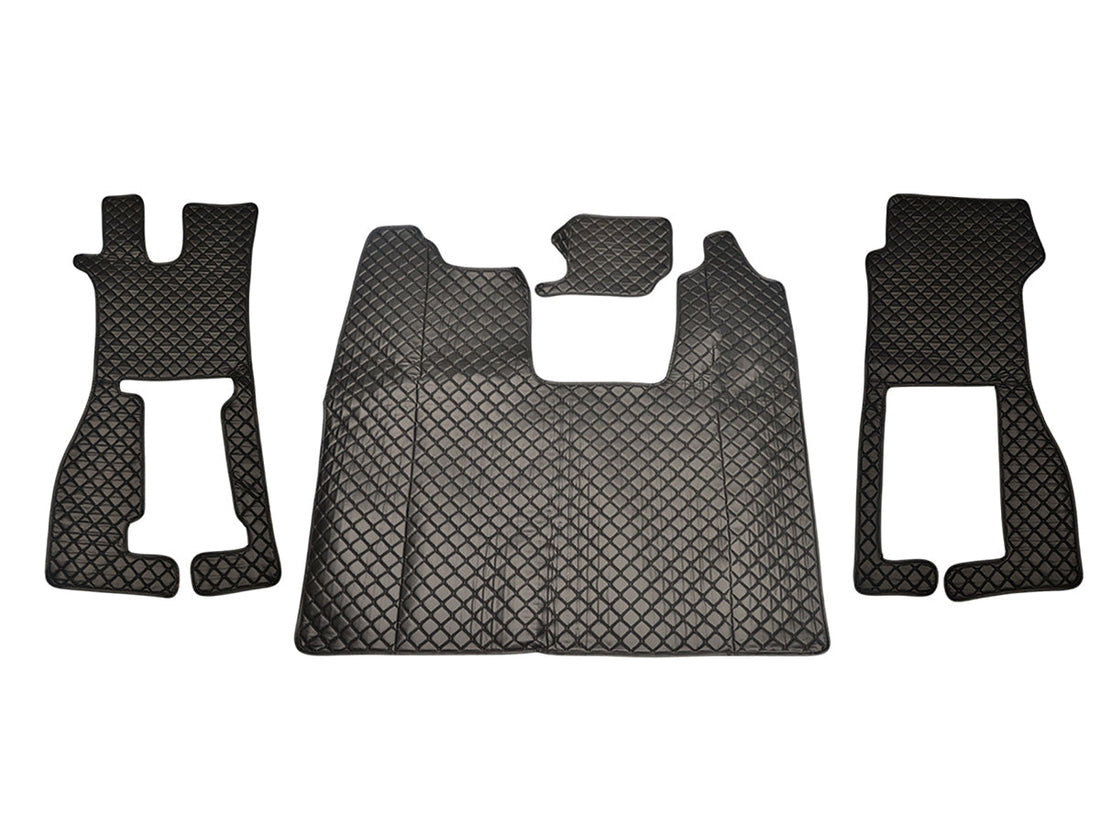 Jeu de tapis de sol en cuir – adapté pour siège passager suspendu Scania R, noir, 2016–