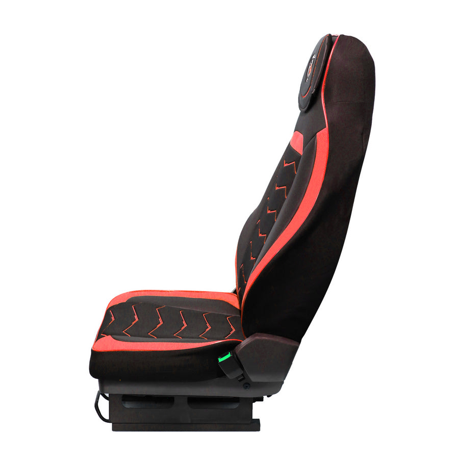 Housses de siège adaptées pour Scania R 2004–2016, noir et rouge, cuir et Alcantara