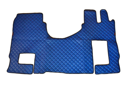 Tapis de sol en cuir synthétique (éco-cuir) bleu – adapté pour Mercedes Actros MP4, RHD, boîte manuelle, 2011–2019