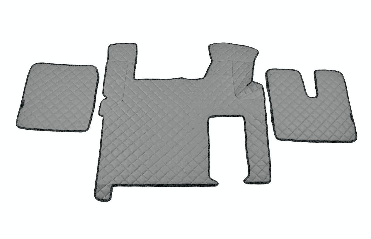 Tapis de sol en cuir synthétique (éco-cuir) gris – adapté pour MAN TGX, conduite à droite