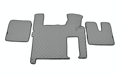 Tapis de sol en cuir synthétique (éco-cuir) gris – adapté pour MAN TGX, conduite à droite