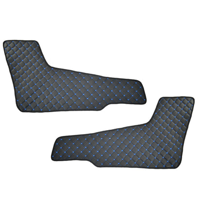 Jeu de tapis de porte – 2 pièces, cuir synthétique (éco-cuir), noir avec surpiqûres bleues, adapté pour Volvo FH4 2013+