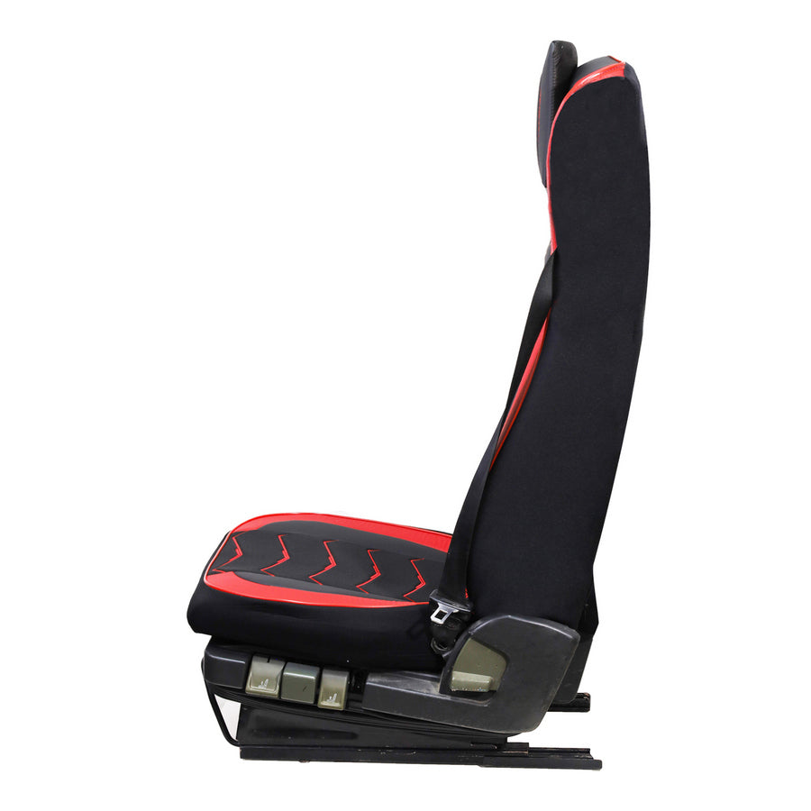 Housses de siège – adaptées pour DAF XF 106, noires avec rouge, cuir et Alcantara