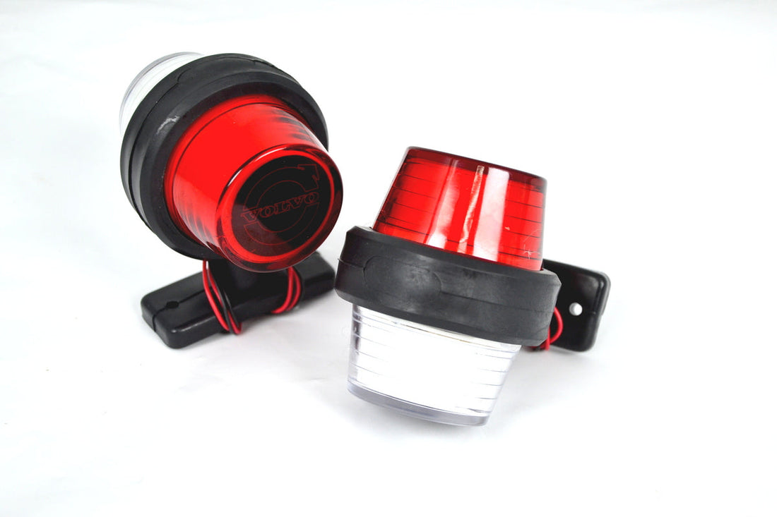 Neon Side Marker Light – Red/White, suitable for Volvo Logo, 12/24V, 110 x 90 mm, Rubber Base 720 mm