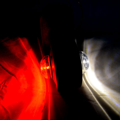 Feu de gabarit LED type corne, version courte, blanc/rouge, 12/24 V, 95×83×59 mm