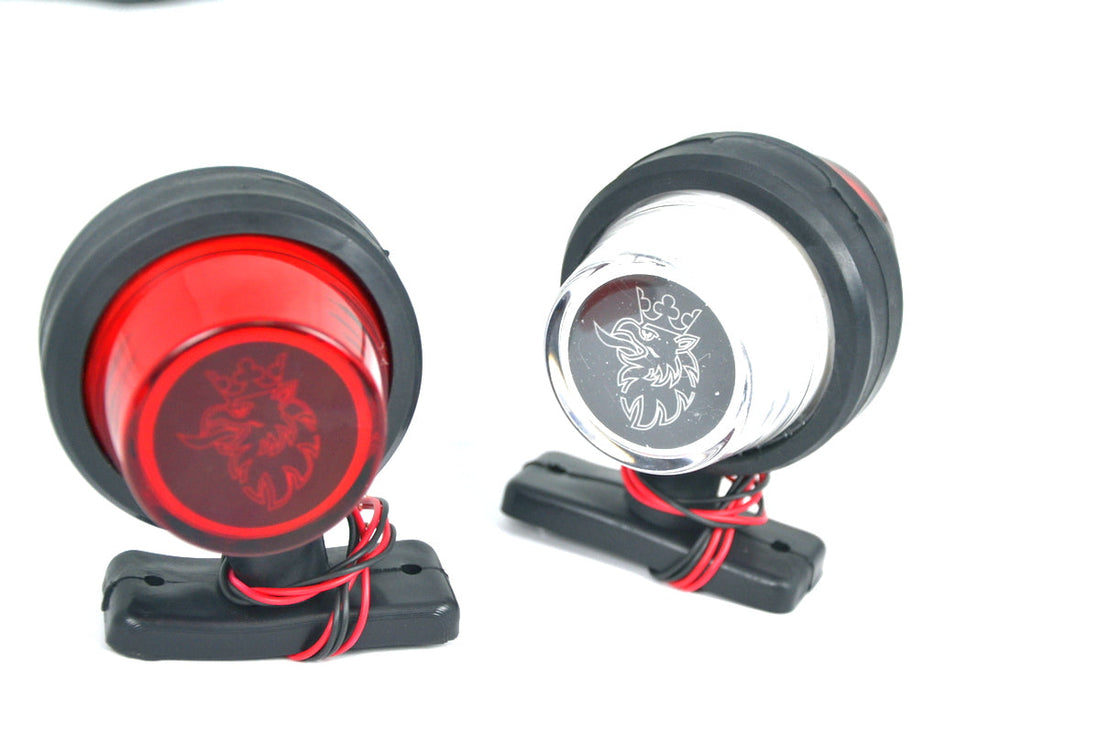 Neon Side Marker Light – Short Horn Type, Red/White, 12/24V, suitable for Scania Logo