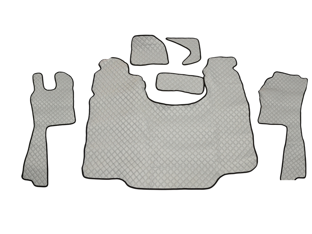 Tapis de sol en cuir – adapté pour Scania G boîte automatique 2005–2016, cuir synthétique (éco-cuir) gris clair