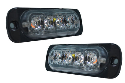 Gyrophare d’alerte à éclats, lentille blanche, lumière ambre, 4 LED, 24V 24W, 270 x 30 x 200 mm, entraxe de fixation 80 mm