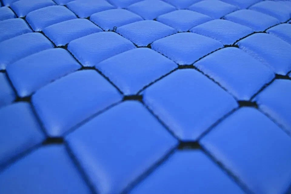 Tapis de sol droit en cuir synthétique (éco-cuir) – adapté pour Iveco Stralis Hi-Way boîte manuelle 2013+, bleu