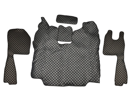 Tapis de sol droit en cuir synthétique (éco-cuir) – adapté pour Scania R Trucks, sièges standards, boîte automatique, 2010–2019, noir