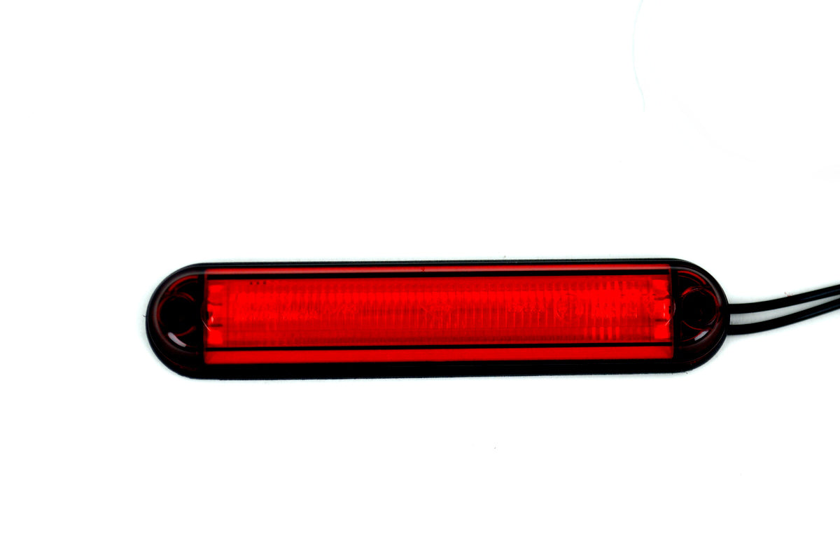 Feu de position rouge LED slim, 2 diodes LED, 12/24 V, 134 x 27 x 15 mm, entraxe de fixation 116 mm
