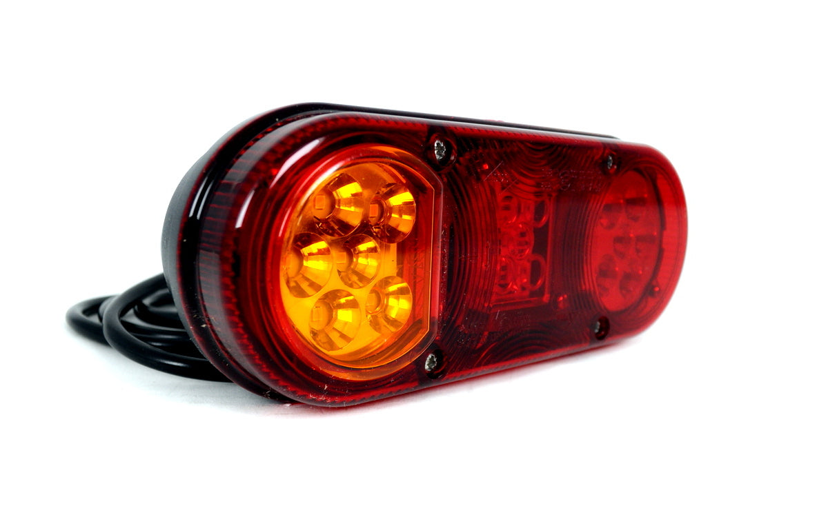 Feu arrière gauche LED ovale, 3 fonctions, 12/24 V, 205×80×53 mm