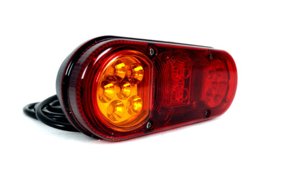 Feu arrière gauche LED ovale, 3 fonctions, 12/24 V, 205×80×53 mm