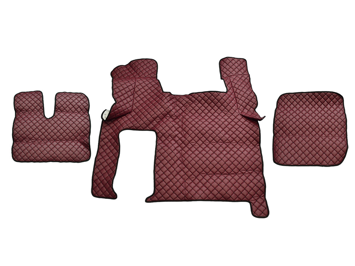 Tapis de sol en cuir synthétique (éco-cuir) bordeaux – adapté pour MAN TGX