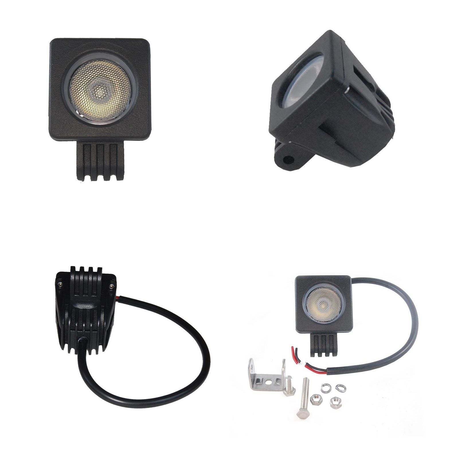 Projecteur de travail LED compact, boîtier en aluminium, 10 W, 1 LED, 12 V/24 V