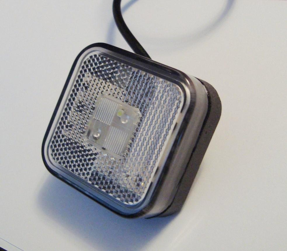 Quadratisches weißes LED-Positionslicht 12/24V – weiße Linse, hergestellt in Polen