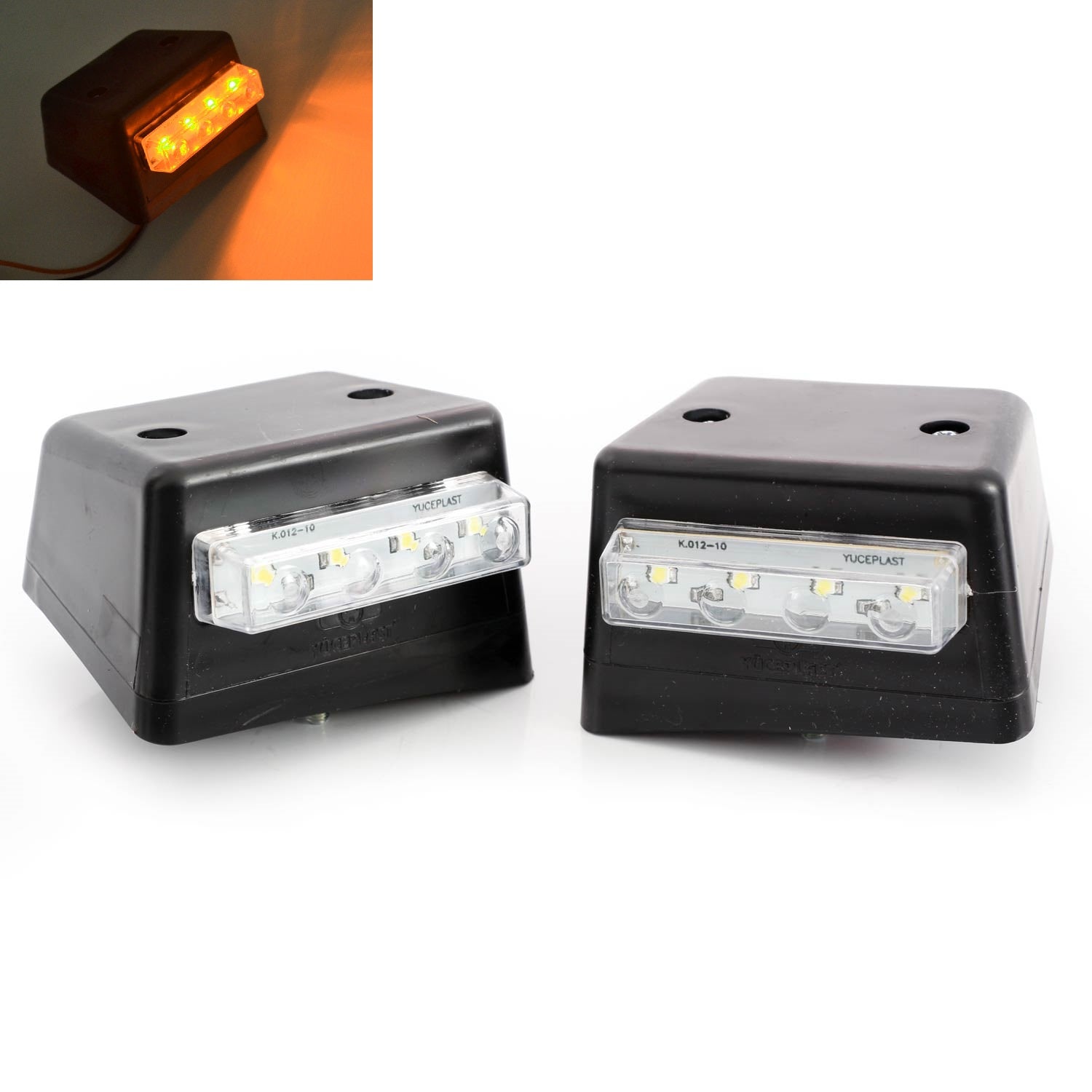 Yellow LED Cabin Roof Light, suitable for Ford Transit MK4–MK7, 84 x 70 mm, Black Housing