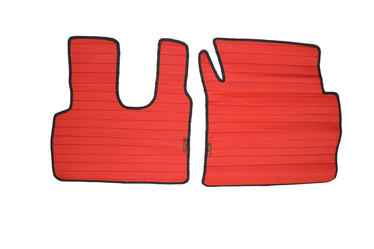 Подови стелки с противоплъзгащо покритие – подходящи за Mercedes Actros MP4, черно/червено, комплект 2 броя