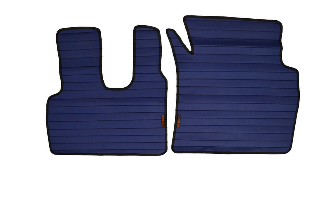 Rutschfeste Fußmatten – geeignet für Mercedes Actros MP4, Schwarz-Blau, Satz mit 2 Stück