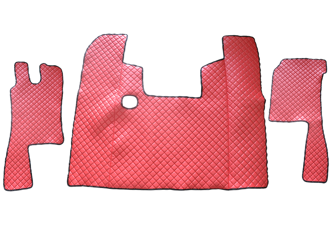 Δερμάτινα πατάκια δαπέδου – κατάλληλο για Scania 4 Series, κόκκινο, 1995–2004
