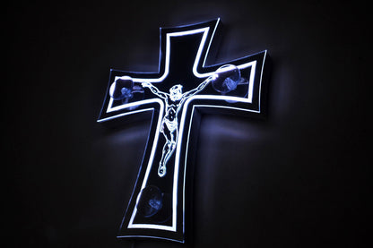 3D LED Cross with Jesus, 24V RGB Decorative Light, 230 x 290 x 40 mm