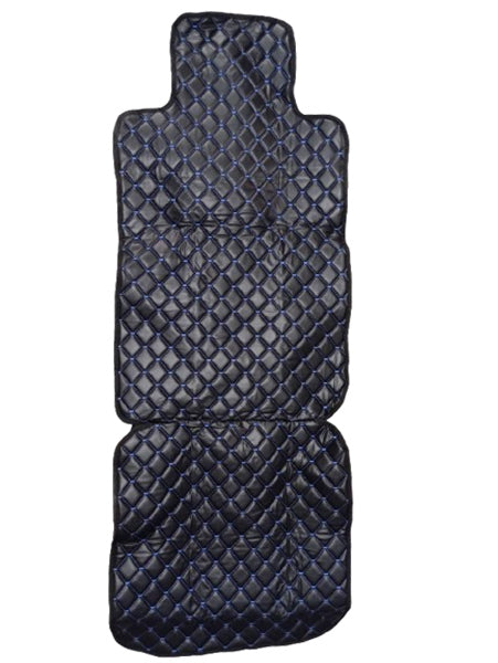Coussin de siège universel en cuir avec housse d’appuie-tête – Noir avec surpiqûres bleues