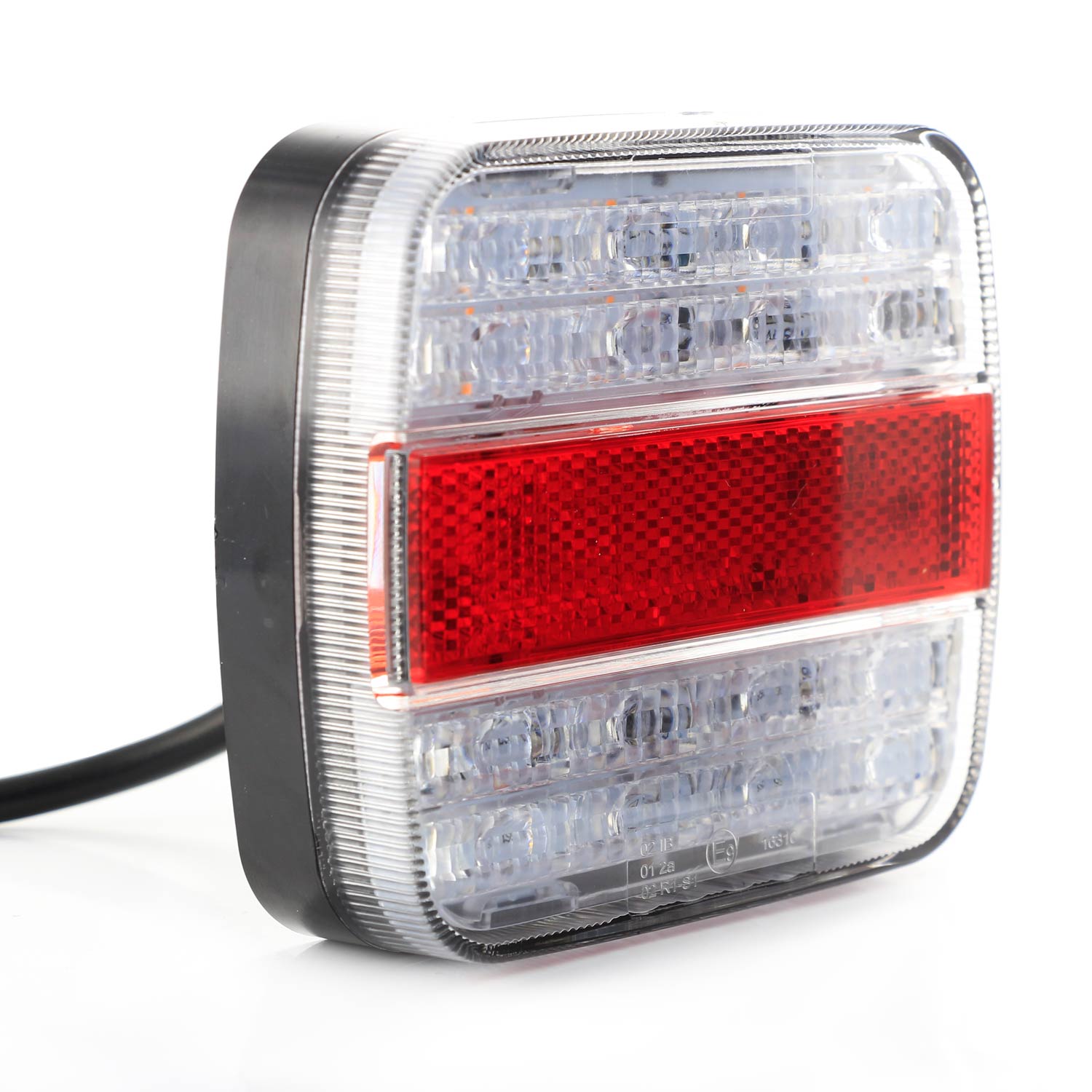 Компактен LED заден комбиниран стоп със червен/прозрачен плафон, 10–30V, с E-маркировка