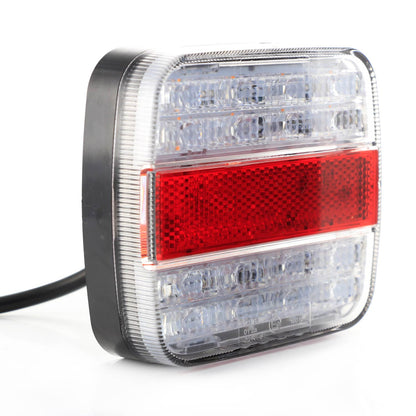 Компактен LED заден комбиниран стоп със червен/прозрачен плафон, 10–30V, с E-маркировка