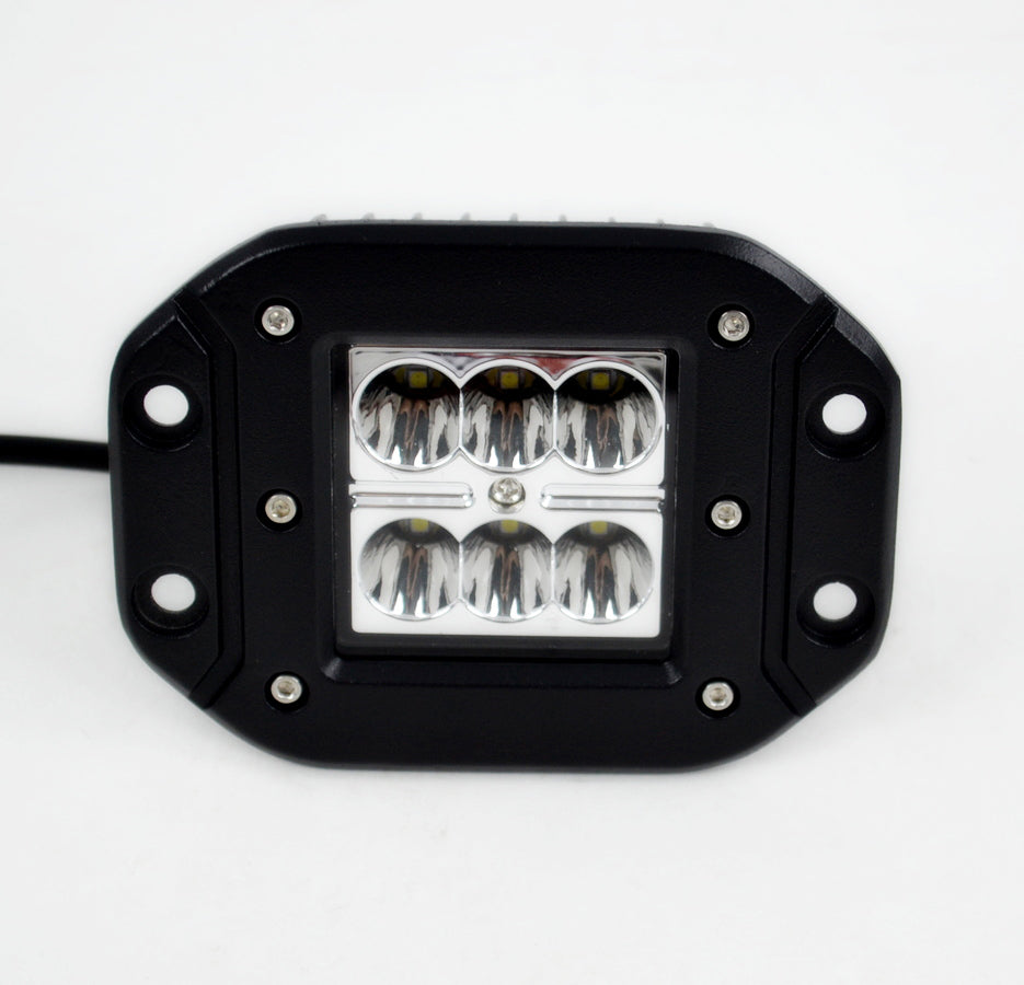 Projecteur de travail LED encastré tout-terrain, 18 W, 12/24 V, montage encastré