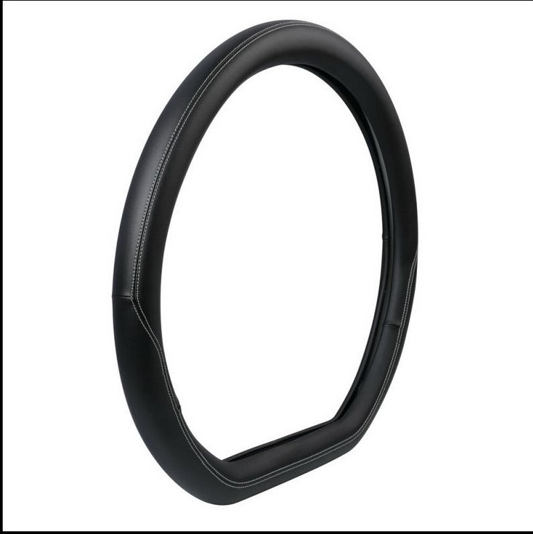Housse de volant Club Sport en cuir – Noir avec surpiqûres blanches, 460 mm, adaptée pour Scania G/P/R/S 2016+