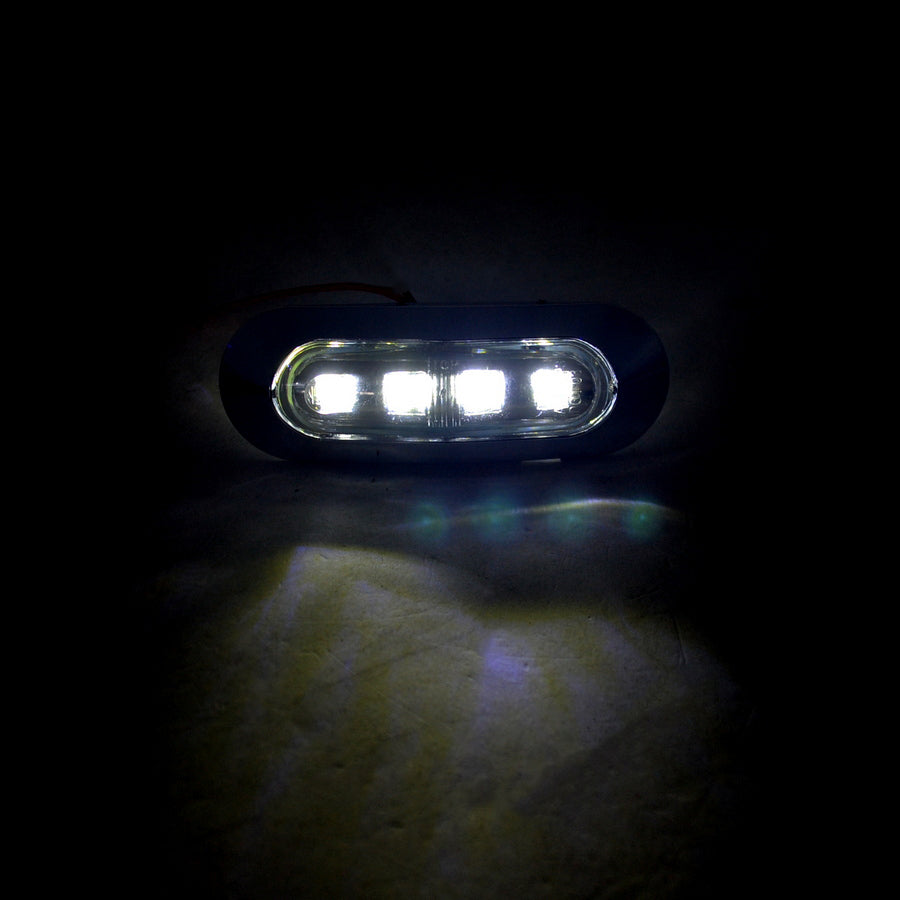 Feu de gabarit à LED blanc, boîtier chromé, 4 LED, feu de position 12 V