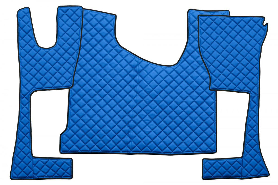 Blaue Fußmatten aus Kunstleder (Eco-Leder) – geeignet für Mercedes Actros MP4 Schmale Kabine 230 cm, 2011–2019