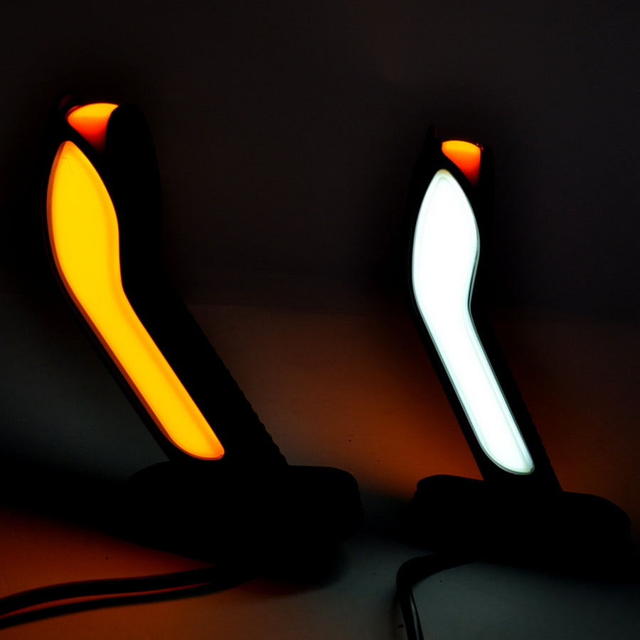 Dreifach-LED-Kobra-Hornleuchte, Neon-Effekt, dynamischer Blinker, 24V, Rot/Weiß/Gelb