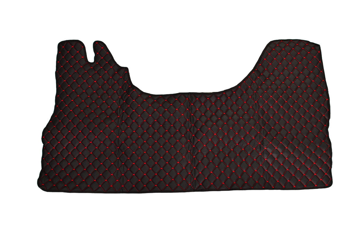 Leather Floor Mats – suitable for Renault Master II 2003–2010, Black with Red Stitching