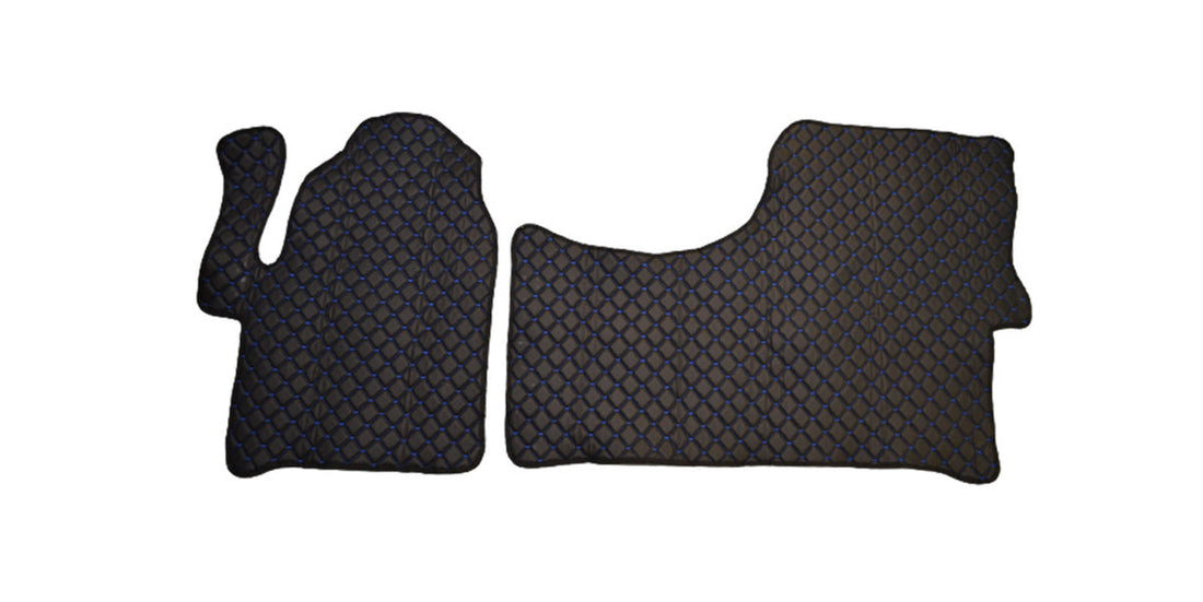 Black Eco Leather Floor Mats – suitable for Mercedes Sprinter II 2006–2017, Blue Stitching