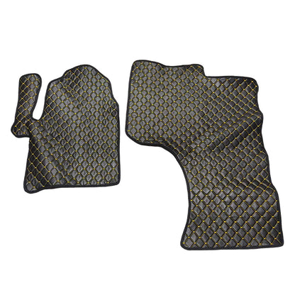 Black Leather Floor Mats – suitable for Mercedes Sprinter II 2006–2017, Yellow Stitching