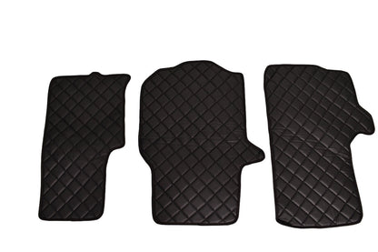 Leather Floor Mats – suitable for Volkswagen Crafter II (2016–), Black, 1+2 Seats