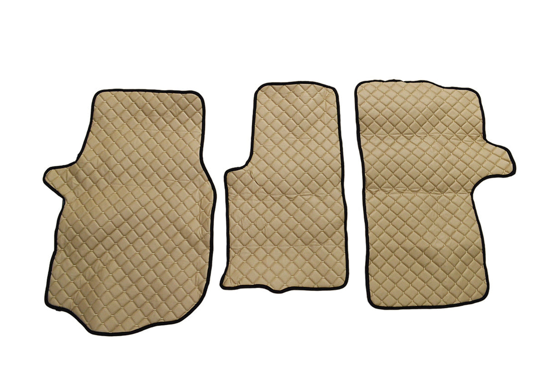 Beige Leather Floor Mats – suitable for Volkswagen Crafter II 2016, 1+2 Seats