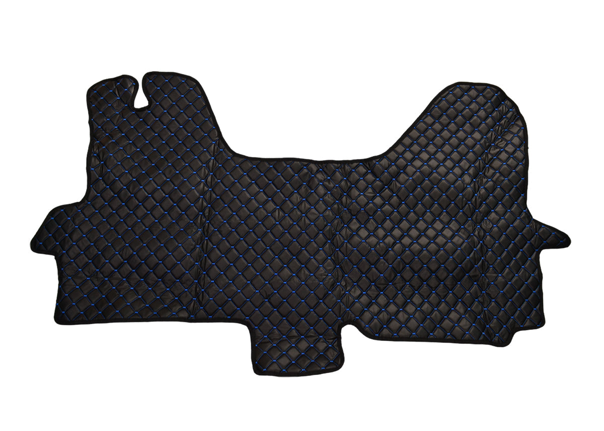 Black Eco Leather Floor Mats – suitable for Iveco Daily IV 2006–2010, Blue Stitching