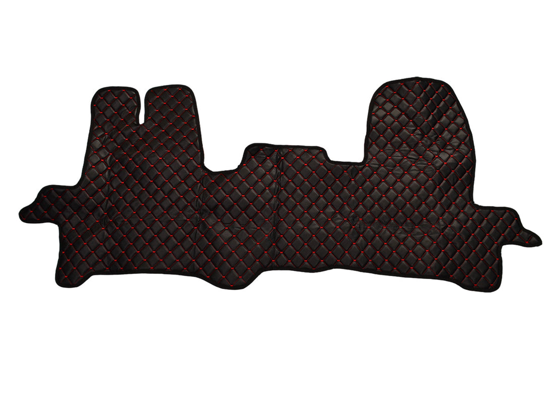 Black Eco Leather Floor Mats – suitable for Ford Transit VI 2014+, Red Stitching