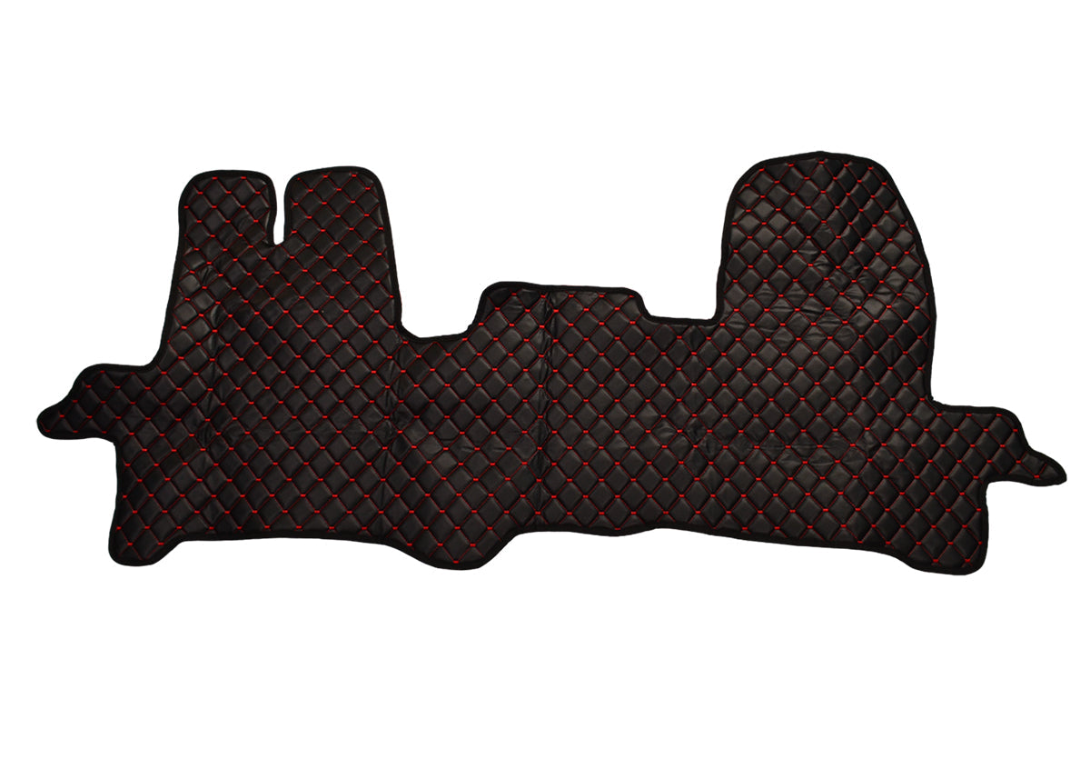Black Eco Leather Floor Mats – suitable for Ford Transit VI 2014+, Red Stitching