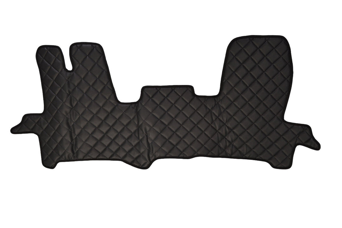 Black Eco Leather Floor Mats – suitable for Ford Transit VI 2014+, Black Stitching, Poland