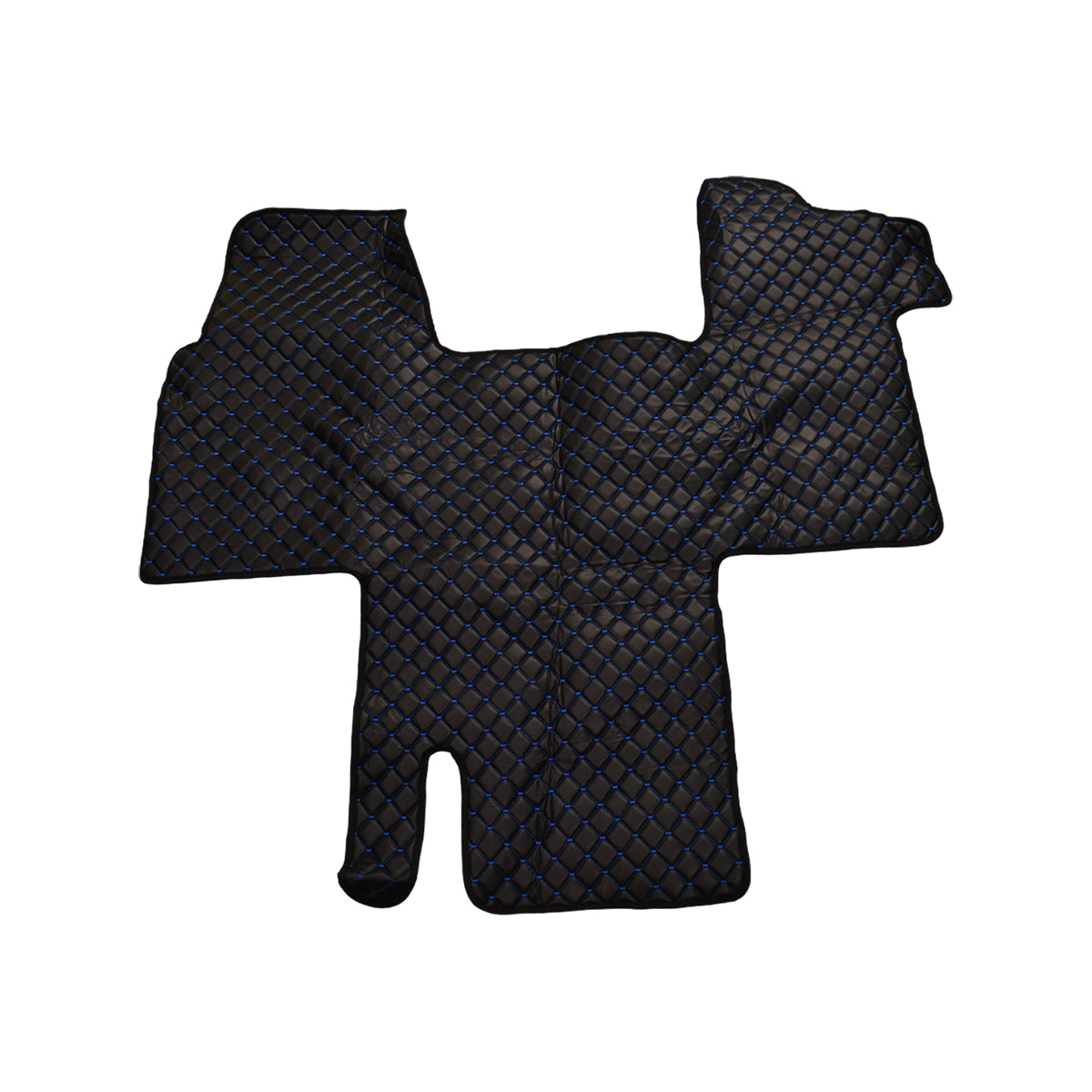 Black Eco Leather Floor Mats – suitable for Renault Master III 1+1 Seats, 2010+, Blue Stitching