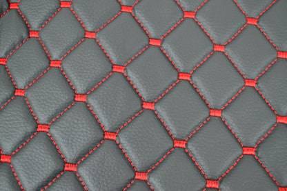 Tapis de sol en cuir synthétique (éco-cuir) noir – adapté pour Scania G420 2010–2013, surpiqûres rouges