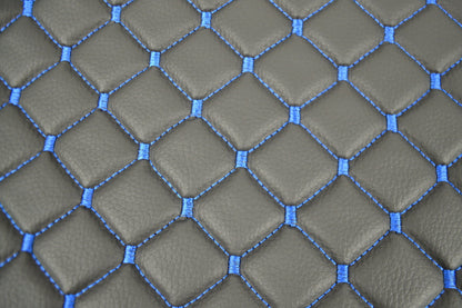 Tapis de sol en cuir – adapté pour Scania R 2005–2010, boîte manuelle, noir avec surpiqûres bleues